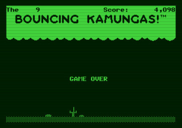 Bouncing Kamungas for Apple II - Game over.