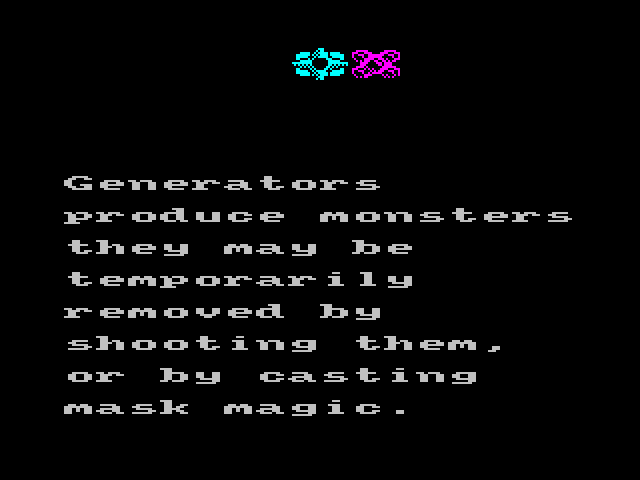 Storm ZX Spectrum Screenshot: Another instruction screen; there are many of these if you completely read through.