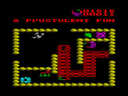 Storm for ZX Spectrum - The red pattern is some sort of fog; you can walk through it but can't see well.