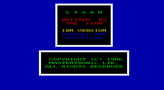 Storm IBM PC/Compatibles Screenshot: Title screen.