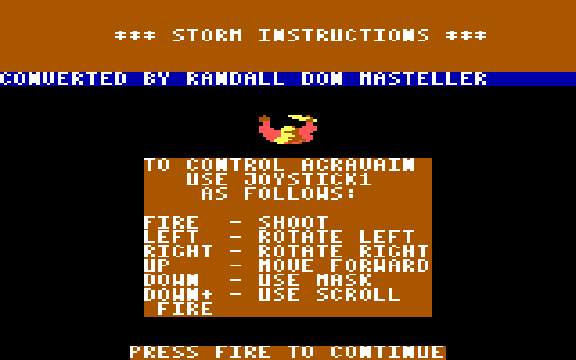 Storm IBM PC/Compatibles Screenshot: Game instructions, continued.