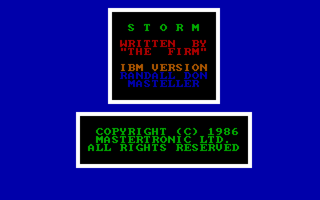 Storm IBM PC/Compatibles Screenshot: Title screen.