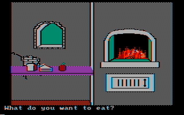Memory Castle IBM PC/Compatibles Screenshot: Visiting the kitchen next...
