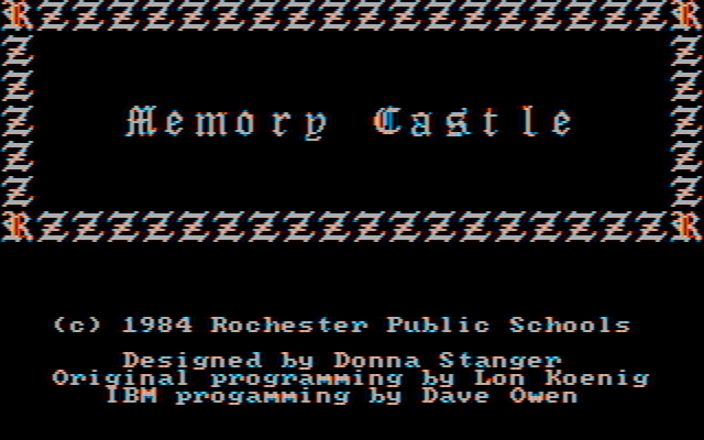 Memory Castle IBM PC/Compatibles Screenshot: Title screen.