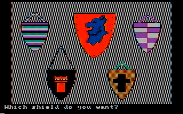 Memory Castle IBM PC/Compatibles Screenshot: Earlier you were told to get a shield, which one is it?