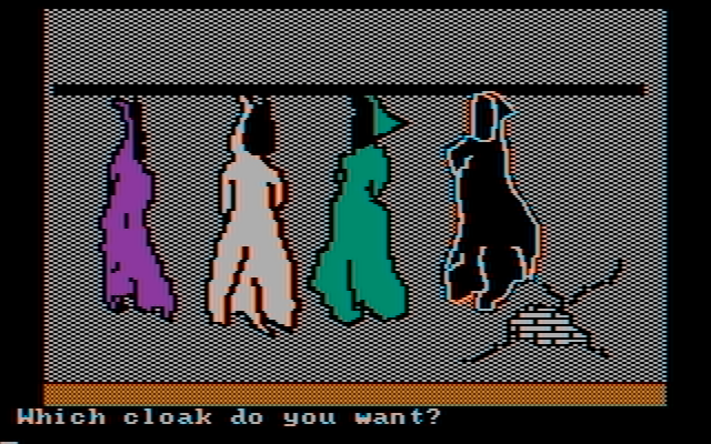 Memory Castle IBM PC/Compatibles Screenshot: Earlier you were told to get a cloak...can you remember which one?