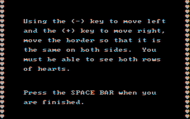 Memory Castle IBM PC/Compatibles Screenshot: The game gives you the opportunity to adjust the screen position.