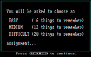Memory Castle for IBM PC/Compatibles - Game directions.