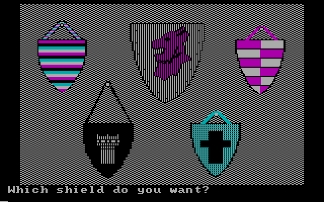 Memory Castle IBM PC/Compatibles Screenshot: Which shield do you want?