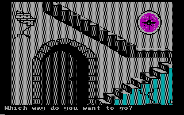 Memory Castle IBM PC/Compatibles Screenshot: There stairway...it leads where?
