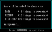 Memory Castle for IBM PC/Compatibles - Game instructions, part 1...