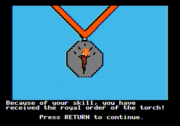 Memory Castle Apple II Screenshot: I won a medal!