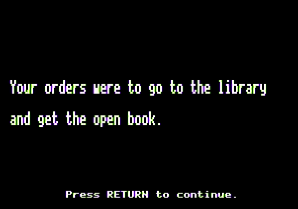 Memory Castle Apple II Screenshot: Oops, wrong book. Game over.
