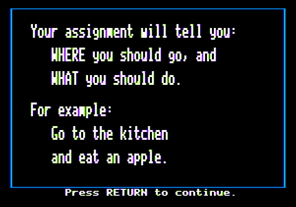 Memory Castle Apple II Screenshot: Game instructions, part 2...