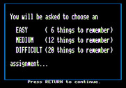 Memory Castle for Apple II - Game instructions, part 1...