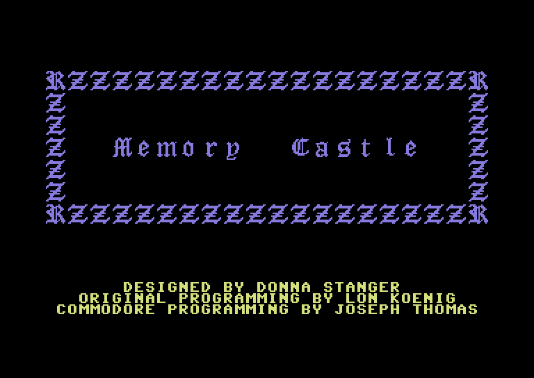 Memory Castle Commodore 64 Screenshot: Title screen.