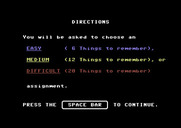 Memory Castle for Commodore 64 - Game instructions, part 1.