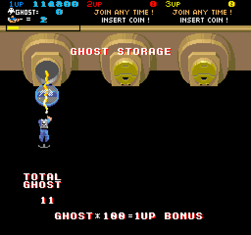 Real Ghostbusters, The Arcade Screenshot: Bonus points for ghosts captured...
