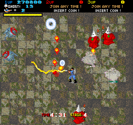 Real Ghostbusters, The Arcade Screenshot: Under attack from all directions...