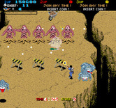 Real Ghostbusters, The for Arcade - A line of ghosts block the path...