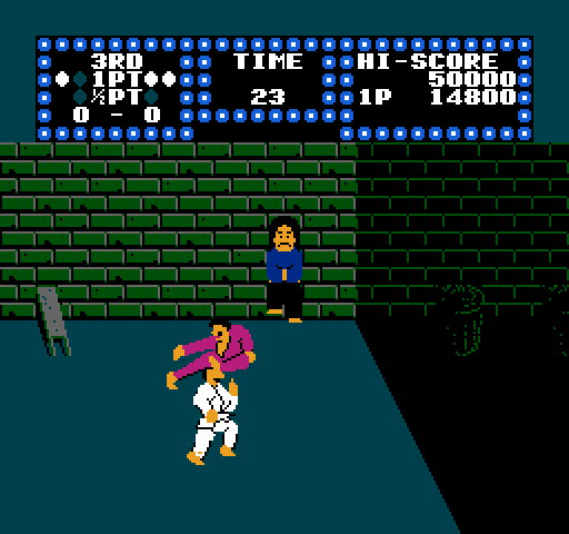 Karate Champ NES / Famicom Screenshot: Red player attacks...