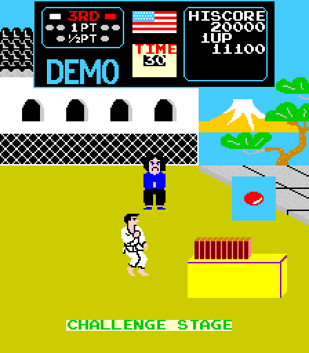 Karate Champ Arcade Screenshot: Challenge stage.