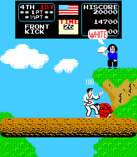 Karate Champ Arcade Screenshot: White wins!