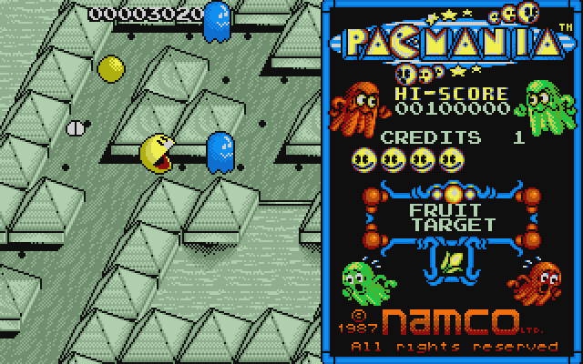 Pac-Mania Atari ST Screenshot: Chasing a ghost.