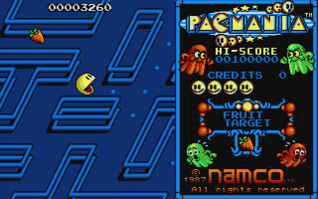 Pac-Mania Atari ST Screenshot: Eat the strawberry for bonus points.