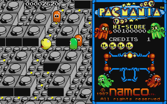 Pac-Mania Atari ST Screenshot: Running from ghosts...