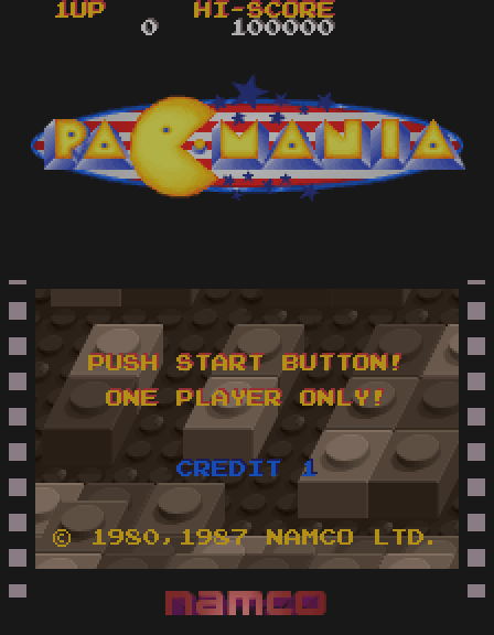 Pac-Mania Arcade Screenshot: Press start button to begin.
