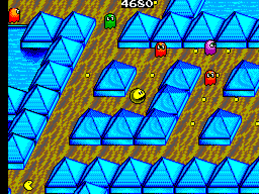 Pac-Mania Sega Master System Screenshot: Ghosts are everywhere! Be careful...