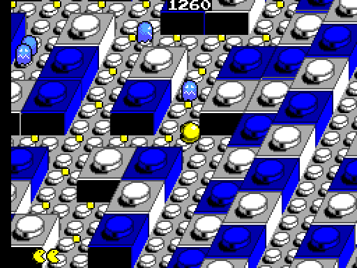 Pac-Mania Sega Master System Screenshot: You can chase the ghosts when they are blue!