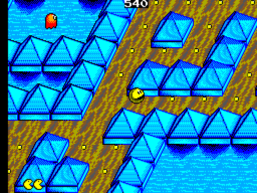 Pac-Mania Sega Master System Screenshot: Game start; the ghosts will be in pursuit shortly!