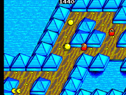 Pac-Mania for Sega Master System - Red ghosts closing in fast!