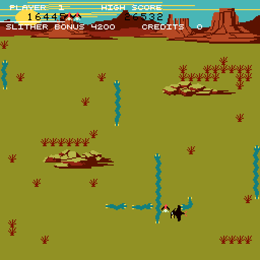 Slither Arcade Screenshot: Uh oh, close call!