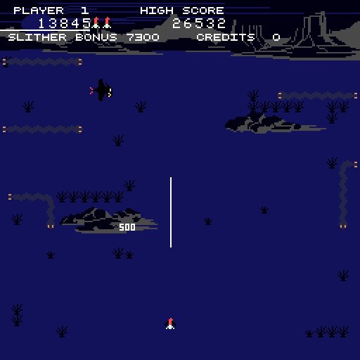 Slither Arcade Screenshot: The snakes are difficult to see at night...