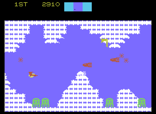 Cosmic Avenger ColecoVision Screenshot: The cave gets narrow at some points...