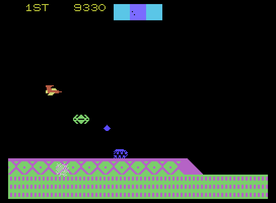 Cosmic Avenger ColecoVision Screenshot: Another flat area...There doesn't look like much, but attacks come faster...