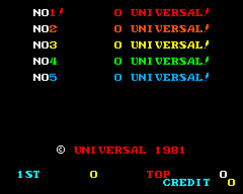 Cosmic Avenger Arcade Screenshot: High scores.