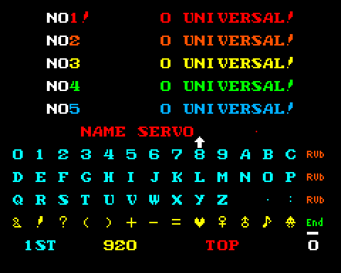 Cosmic Avenger Arcade Screenshot: Game over; a new high score!