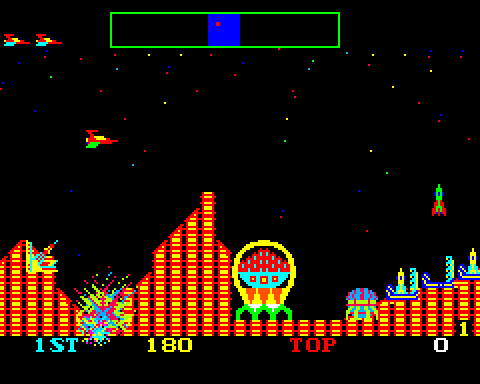 Cosmic Avenger Arcade Screenshot: Blowing stuff up...