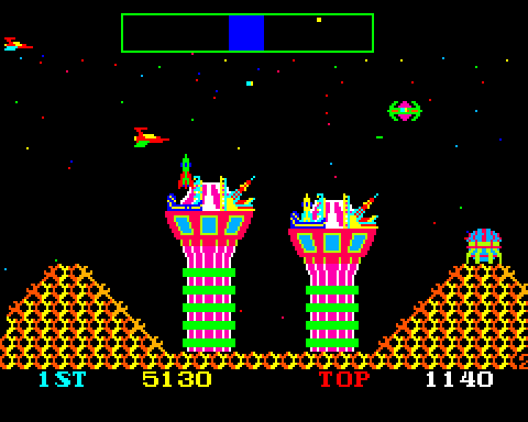 Cosmic Avenger Arcade Screenshot: Incoming missile!