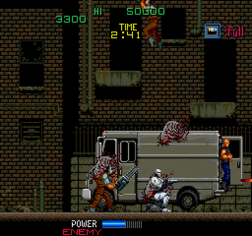 RoboCop Arcade Screenshot: A truck pulls up, and enemies pour out...