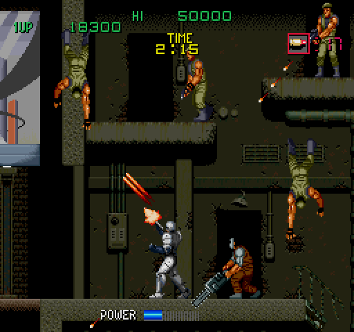 RoboCop Arcade Screenshot: Under attack from all directions.