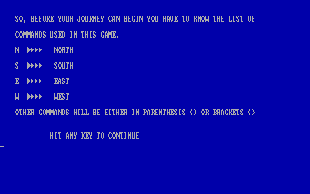 Quest of Yogurt IBM PC/Compatibles Screenshot: Some commands you'll need.