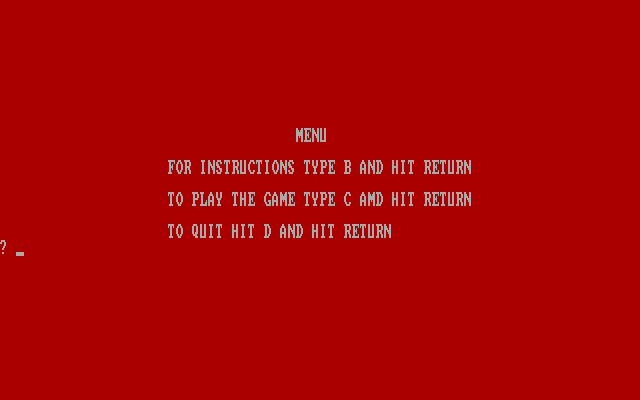 Quest of Yogurt IBM PC/Compatibles Screenshot: The main menu.