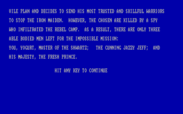 Quest of Yogurt IBM PC/Compatibles Screenshot: Game instructions, continued...