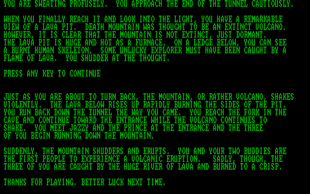Quest of Yogurt IBM PC/Compatibles Screenshot: Oops, game over...