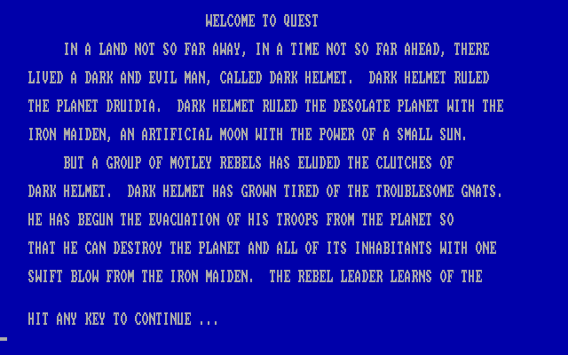 Quest of Yogurt IBM PC/Compatibles Screenshot: Game instructions.
